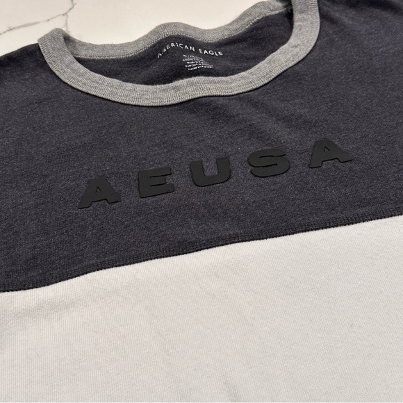 American Eagle 90s Y2K Crew Neck Colorblock Sweatshirt Women XL Black White Gray - Picture 2 of 10